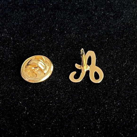 Capital A Letter Pin Initial Monogram Gold Tone Pinback For Lapel Hat Lanyard - Picture 4 of 4